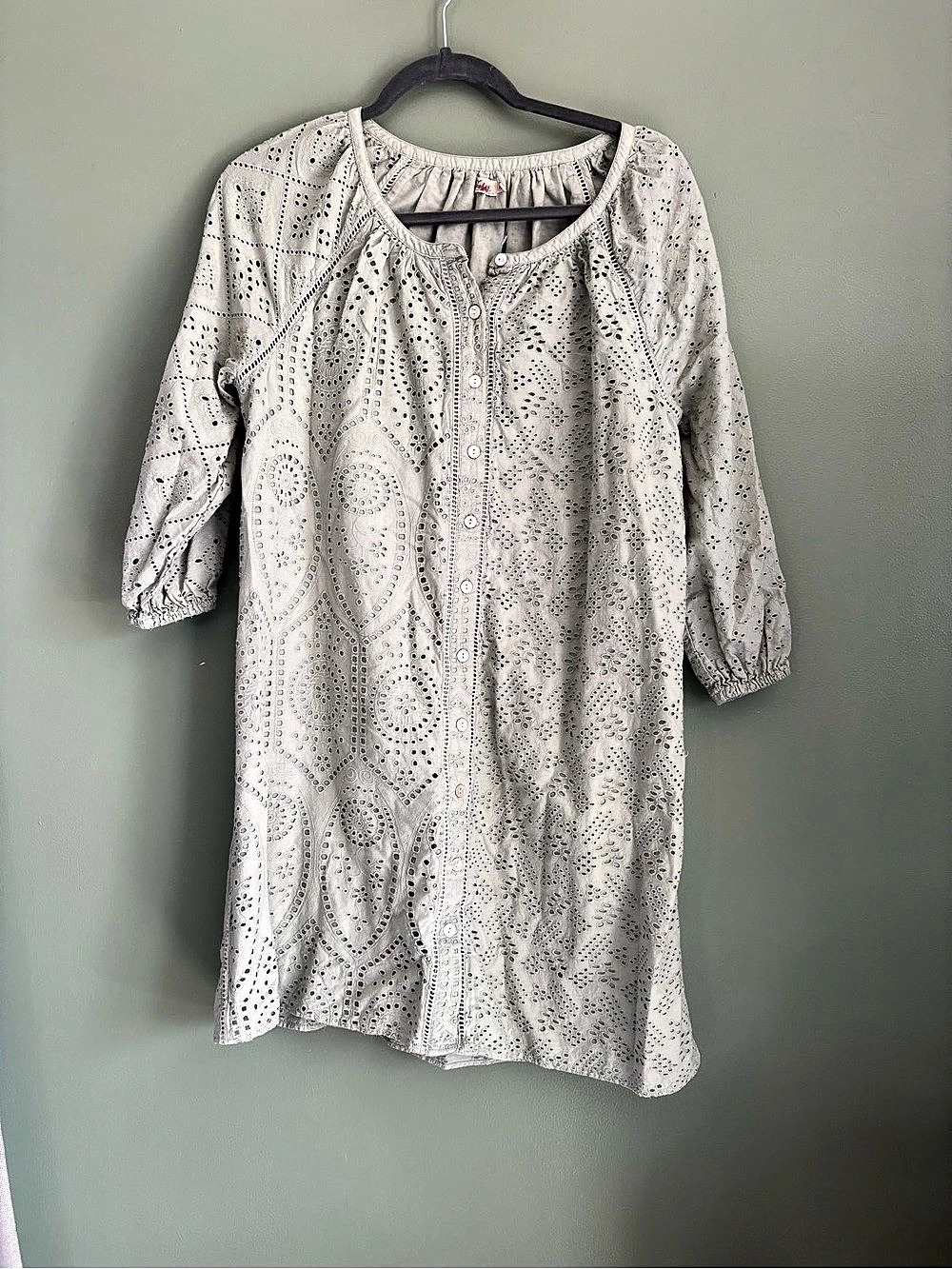 Faherty Valencia Eyelet Minidress Light Green size XS